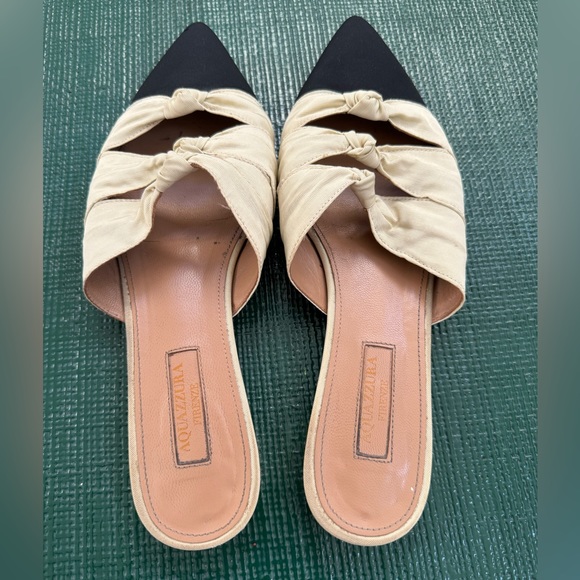 Aquazzura black and cream silk knotted mule. Size 37 - Picture 2 of 5